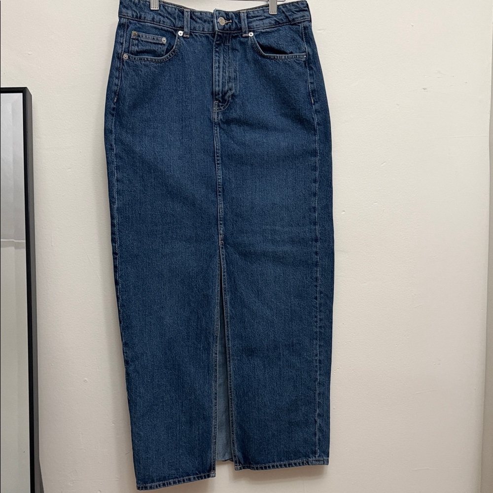 H&M Denim Maxi Skirt with Front Slit